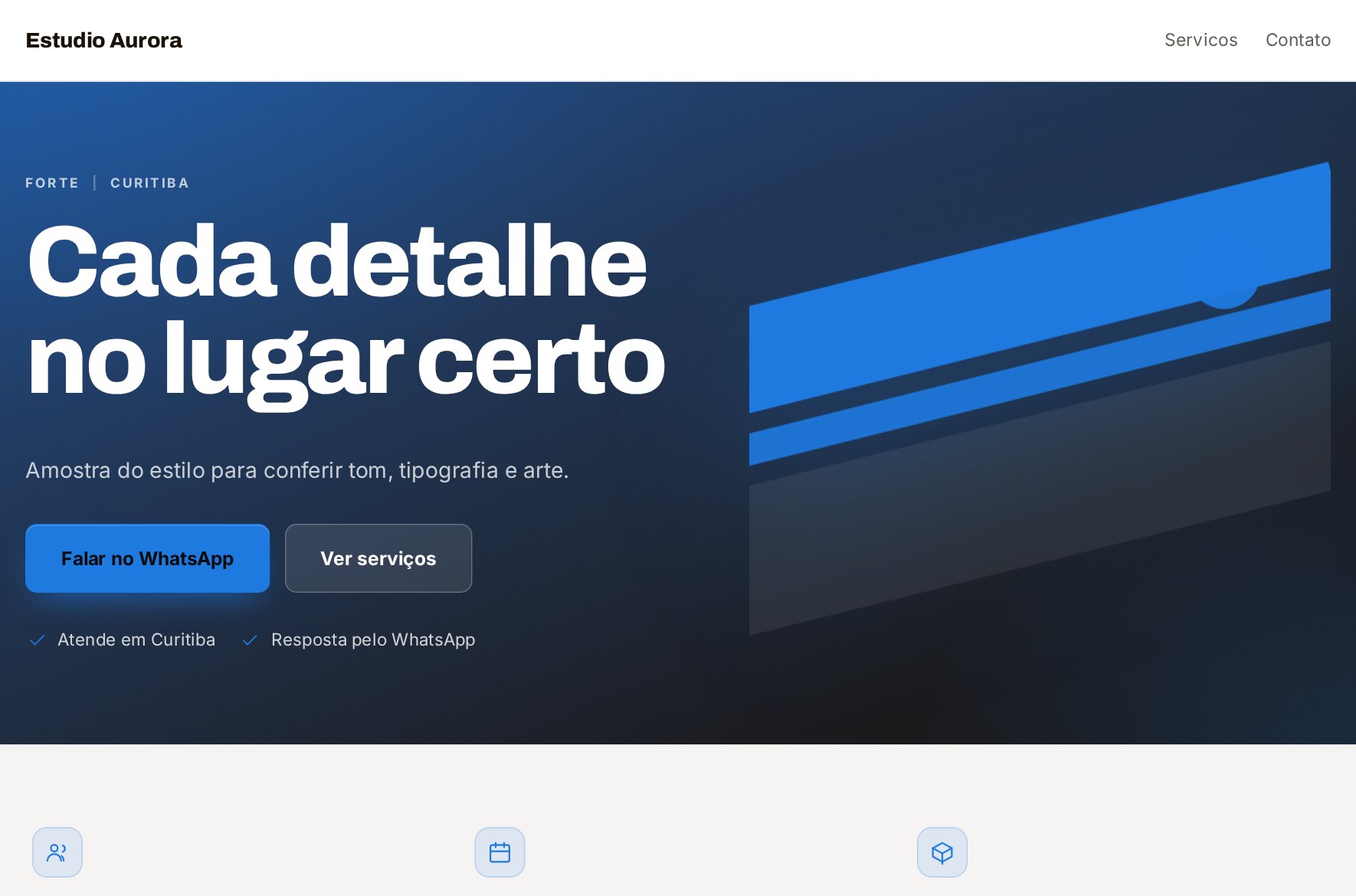 Exemplo de site criado na plataforma, estilo forte